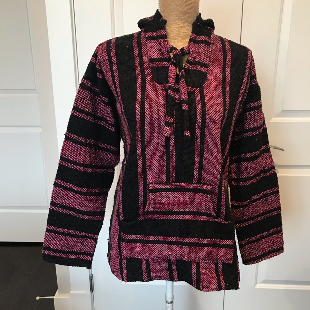 Pink and black woven sweater